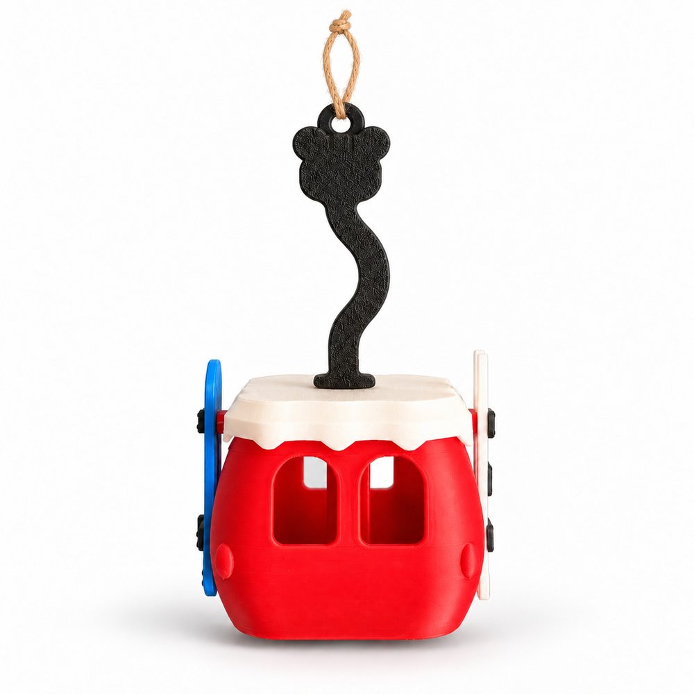 Back of the gondola ornament showing the rounded cabin and windows